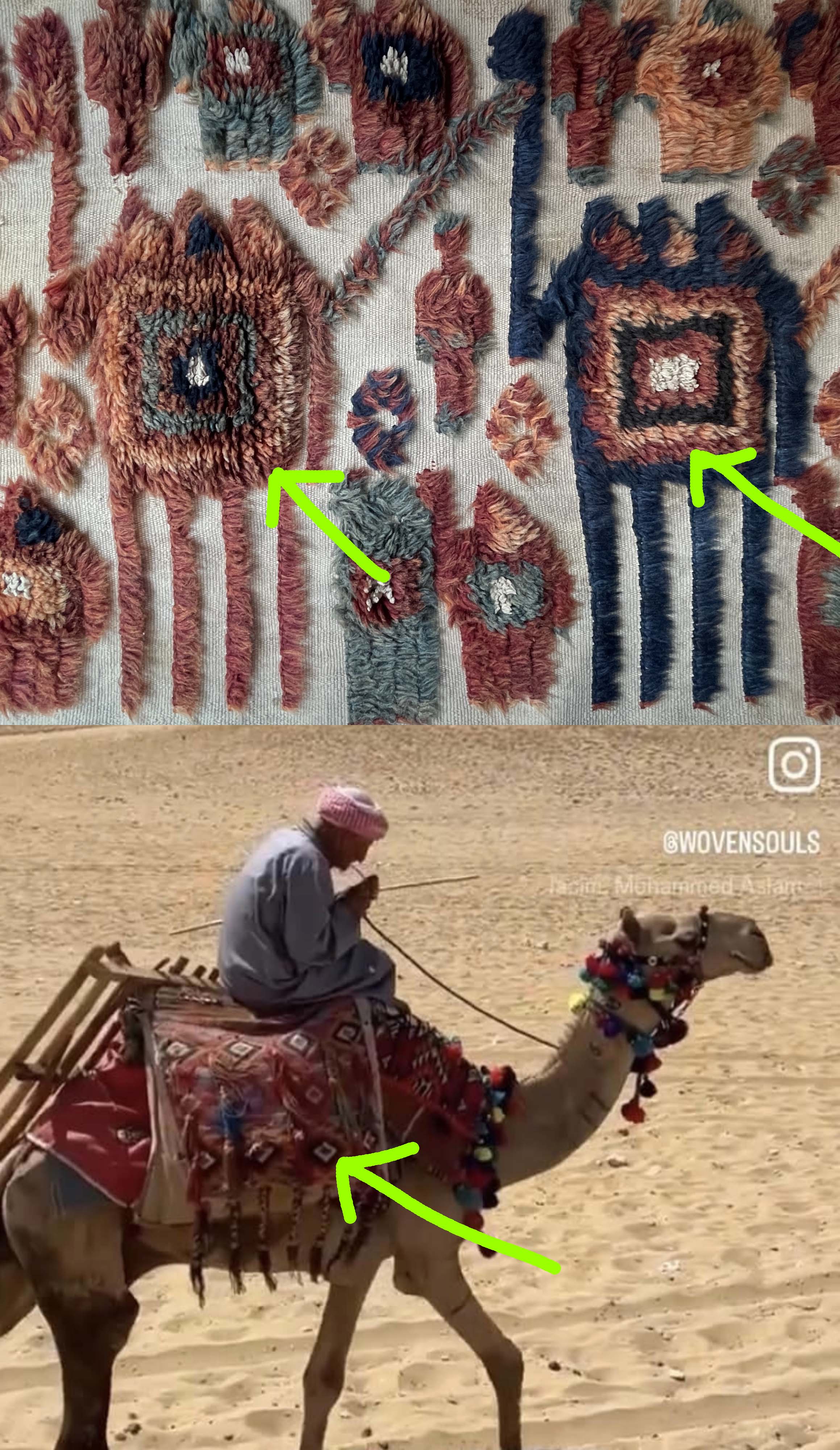 1798 Antique Tend Band with Pile Weaving with Humans and Camels - Antique Interior Decor