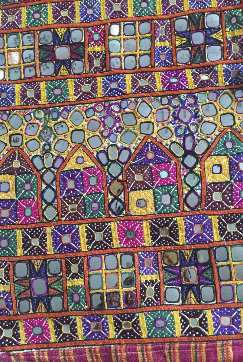 1004 SOLD - Vintage Dowry Bag with Mirror Embroidery-WOVENSOULS-Antique-Vintage-Textiles-Art-Decor