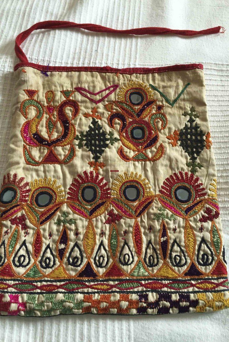 1006 - Old Bridal Dowry Bag Pouch with Embroidery - Gujarat-WOVENSOULS-Antique-Vintage-Textiles-Art-Decor
