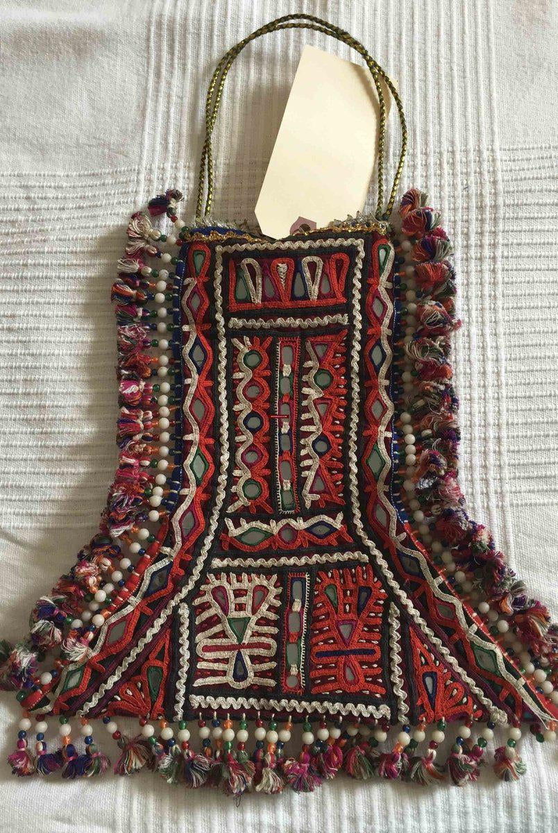 1008 SOLD- Vintage Rabari Bag with Embroidery - Groom's Ceremonial Accessory-WOVENSOULS-Antique-Vintage-Textiles-Art-Decor