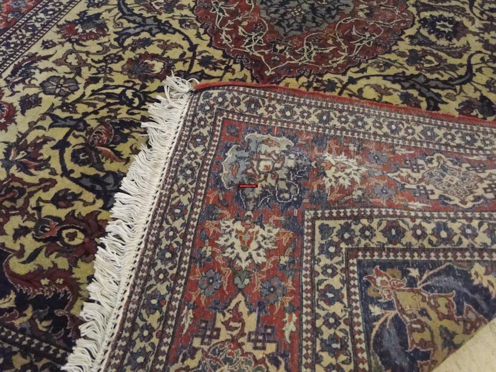 101 Gorgeous Antique Isfashan Rug Carpet - Cotton Foundation-WOVENSOULS-Antique-Vintage-Textiles-Art-Decor