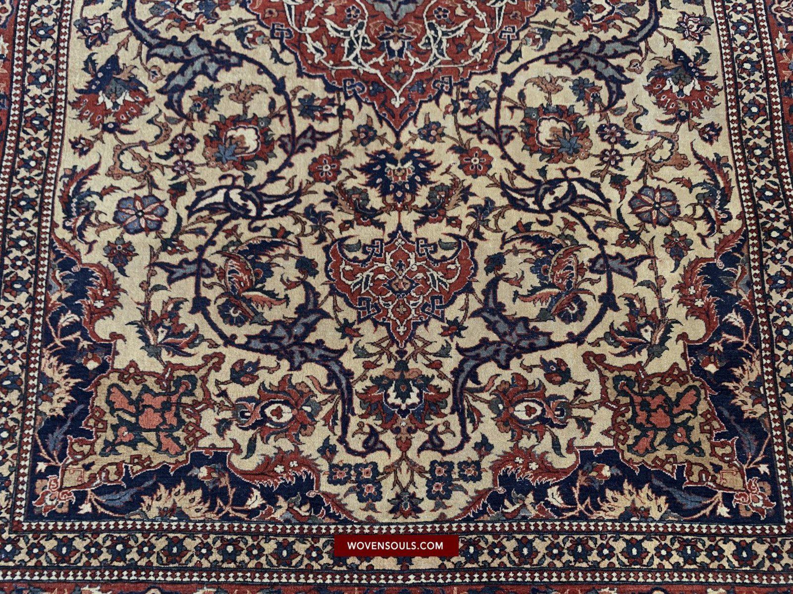 101 Gorgeous Antique Isfashan Rug Carpet - Cotton Foundation-WOVENSOULS-Antique-Vintage-Textiles-Art-Decor