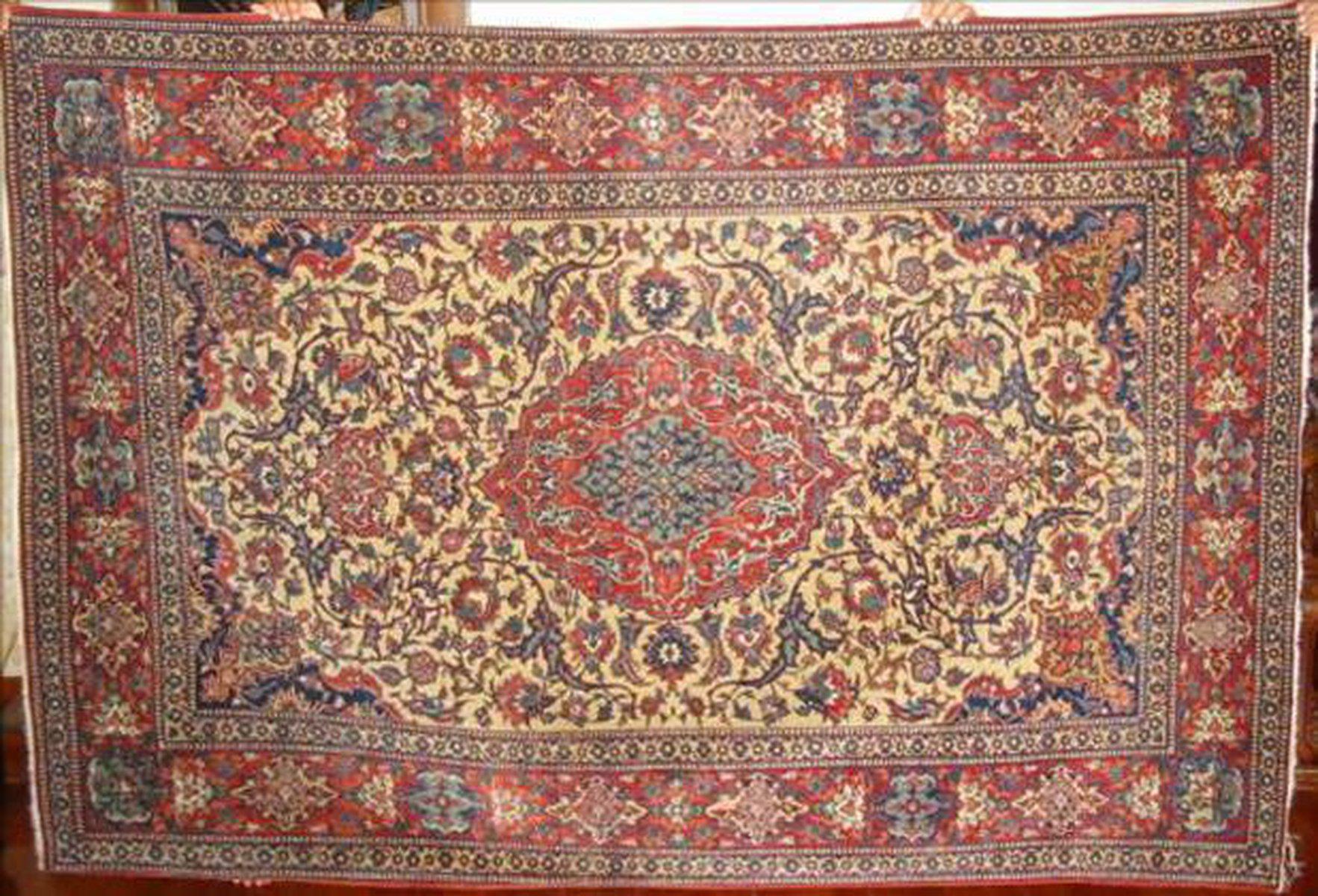 101 Gorgeous Antique Isfashan Rug Carpet - Cotton Foundation-WOVENSOULS-Antique-Vintage-Textiles-Art-Decor