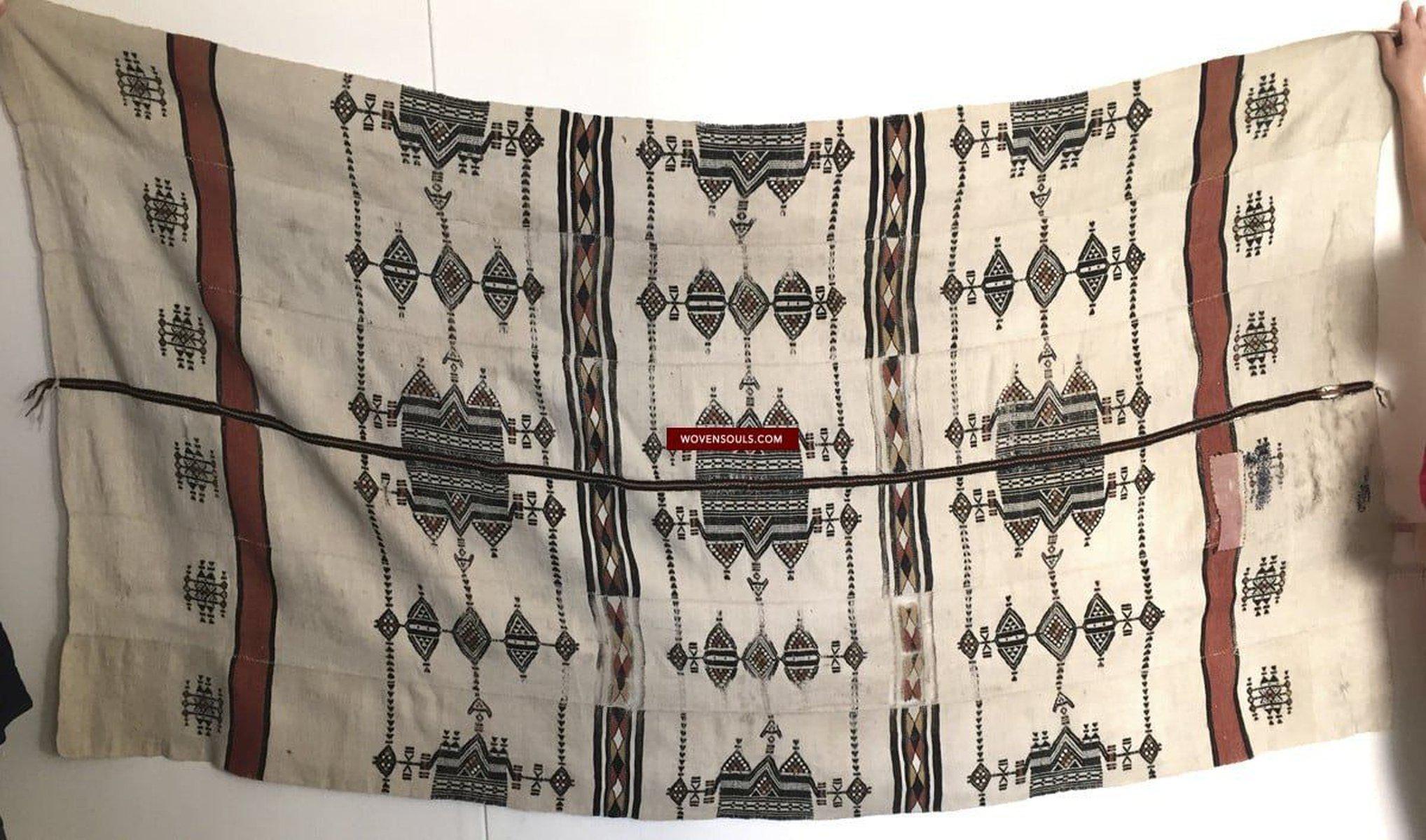 1014 Vintage Fulani Woven Blanket Textile - African Weaving-WOVENSOULS-Antique-Vintage-Textiles-Art-Decor