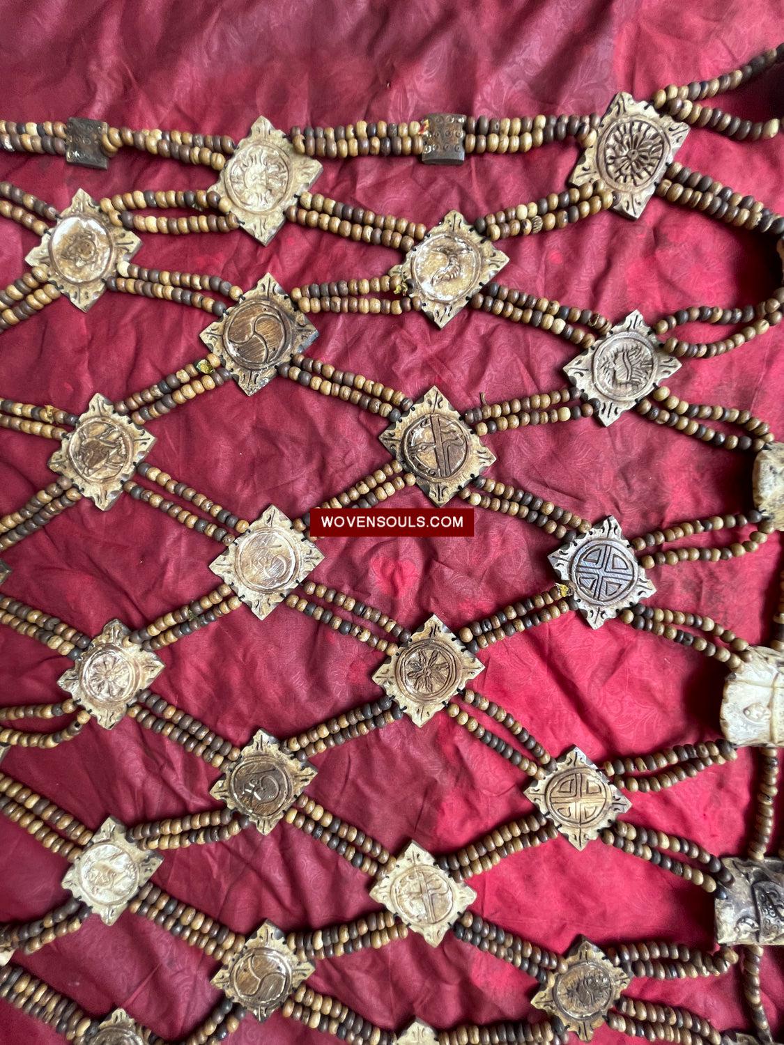 1015 SOLD - Antique Tantric Buddhist Head Priest's Ceremonial Costume - Carved Bone-WOVENSOULS Antique Textiles & Art Gallery