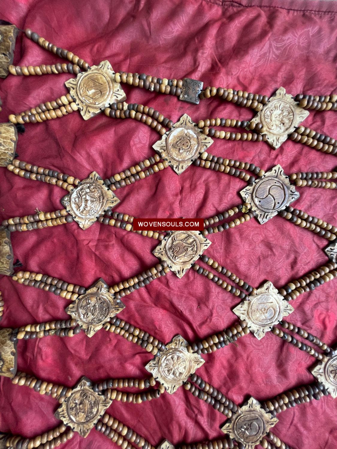 1015 SOLD - Antique Tantric Buddhist Head Priest's Ceremonial Costume - Carved Bone-WOVENSOULS Antique Textiles & Art Gallery