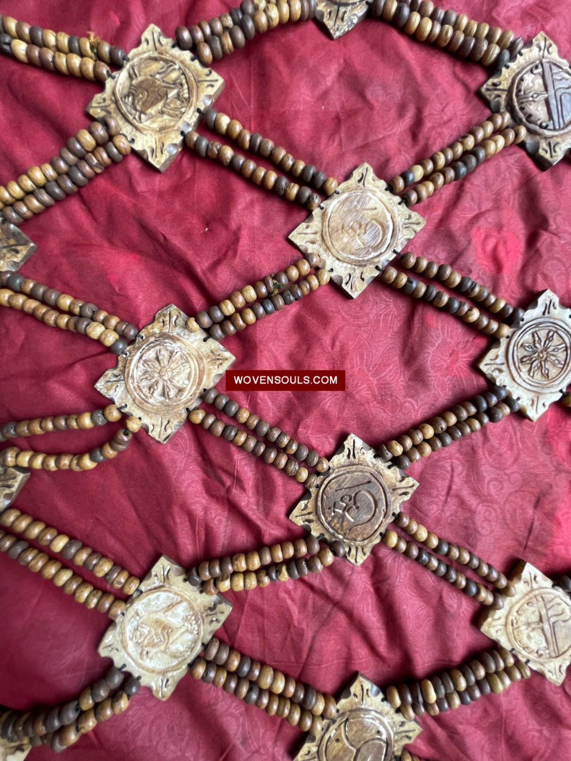 1015 SOLD - Antique Tantric Buddhist Head Priest's Ceremonial Costume - Carved Bone-WOVENSOULS Antique Textiles & Art Gallery