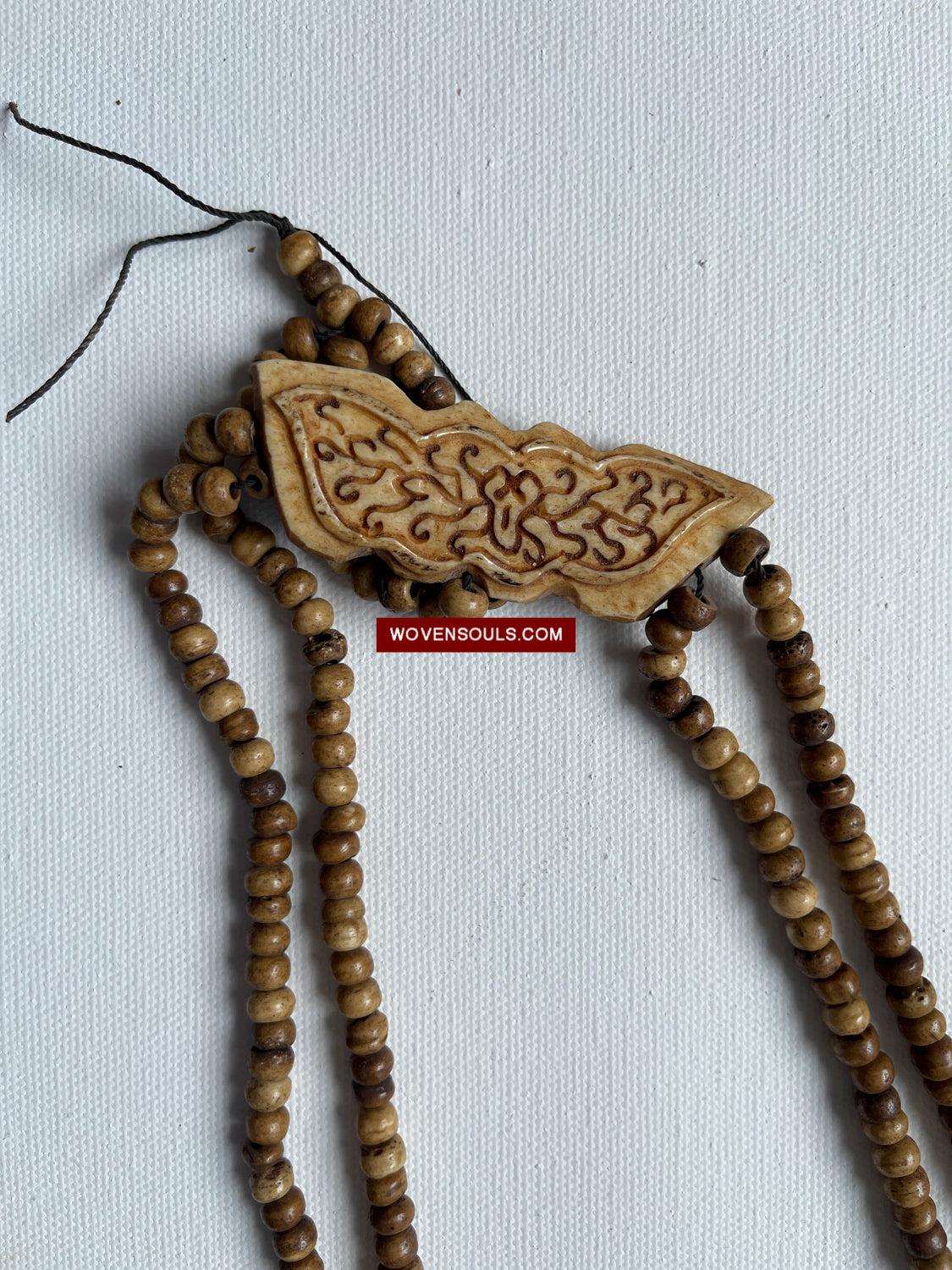 1015 SOLD - Antique Tantric Buddhist Head Priest's Ceremonial Costume - Carved Bone-WOVENSOULS Antique Textiles & Art Gallery