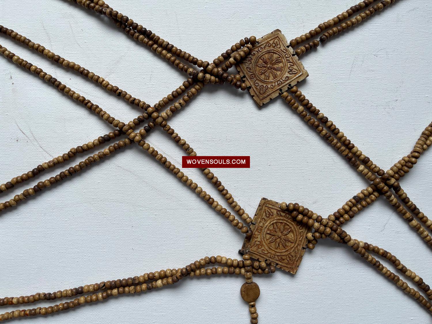 1015 SOLD - Antique Tantric Buddhist Head Priest's Ceremonial Costume - Carved Bone-WOVENSOULS Antique Textiles & Art Gallery