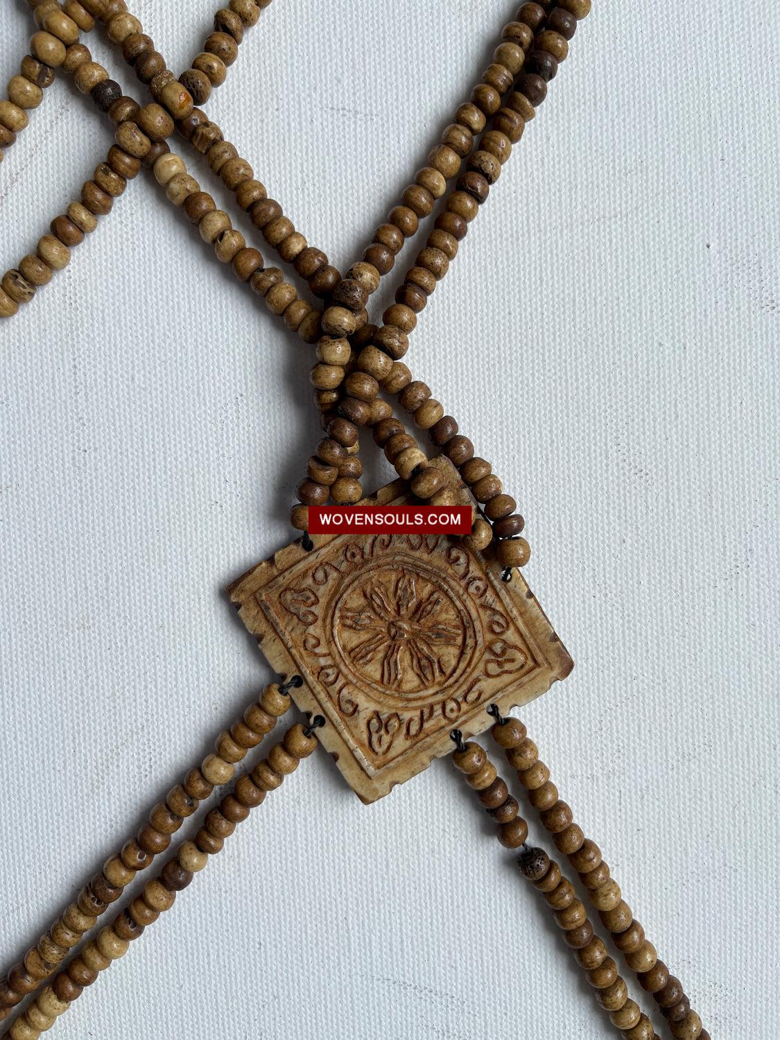 1015 SOLD - Antique Tantric Buddhist Head Priest's Ceremonial Costume - Carved Bone-WOVENSOULS Antique Textiles & Art Gallery