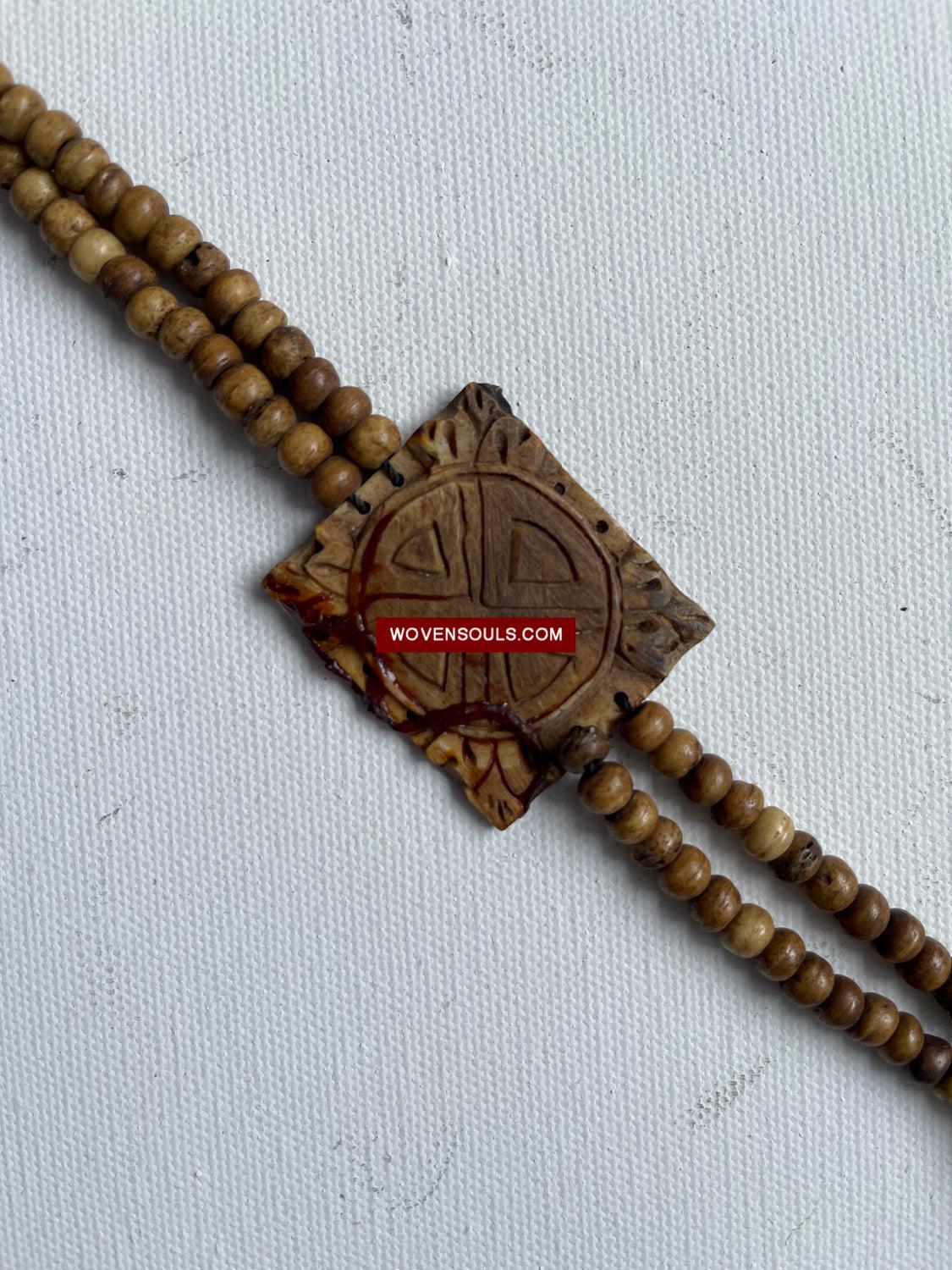 1015 SOLD - Antique Tantric Buddhist Head Priest's Ceremonial Costume - Carved Bone-WOVENSOULS Antique Textiles & Art Gallery