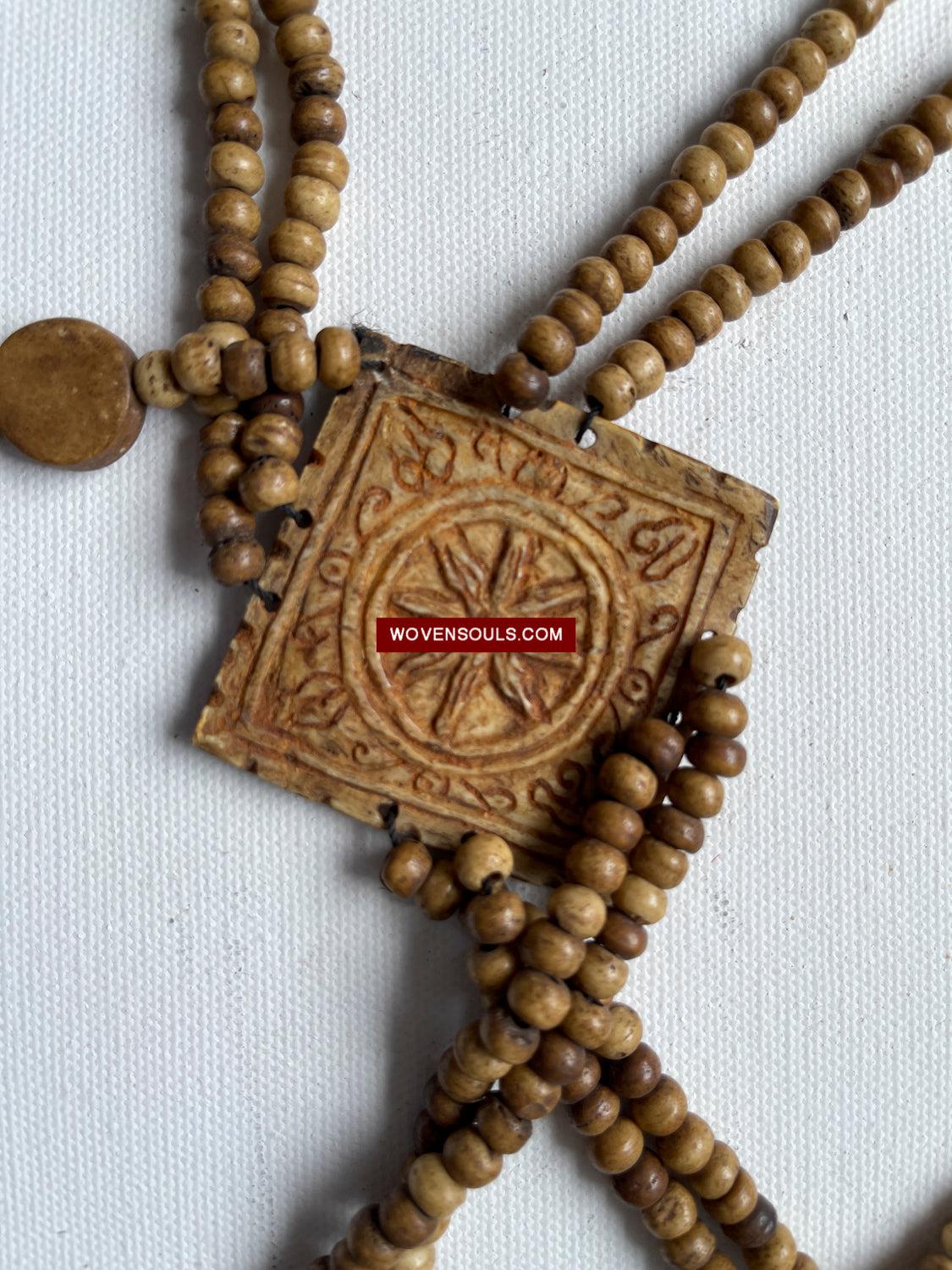 1015 SOLD - Antique Tantric Buddhist Head Priest's Ceremonial Costume - Carved Bone-WOVENSOULS Antique Textiles & Art Gallery