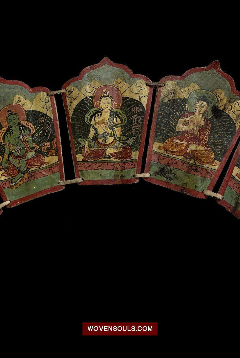 1016 Old Himalayan Ceremonial Crown worn by Tantric Tibetan Buddhist Oracle Priest-WOVENSOULS-Antique-Vintage-Textiles-Art-Decor