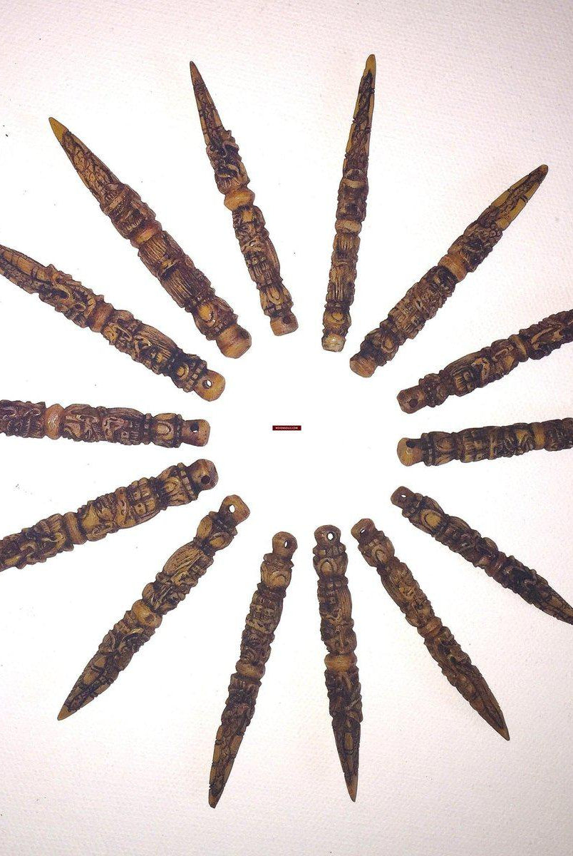 1017 SOLD Antique Miniature Hand Carved Bone Art - Tantric Buddhist Phurba Set-WOVENSOULS-Antique-Vintage-Textiles-Art-Decor