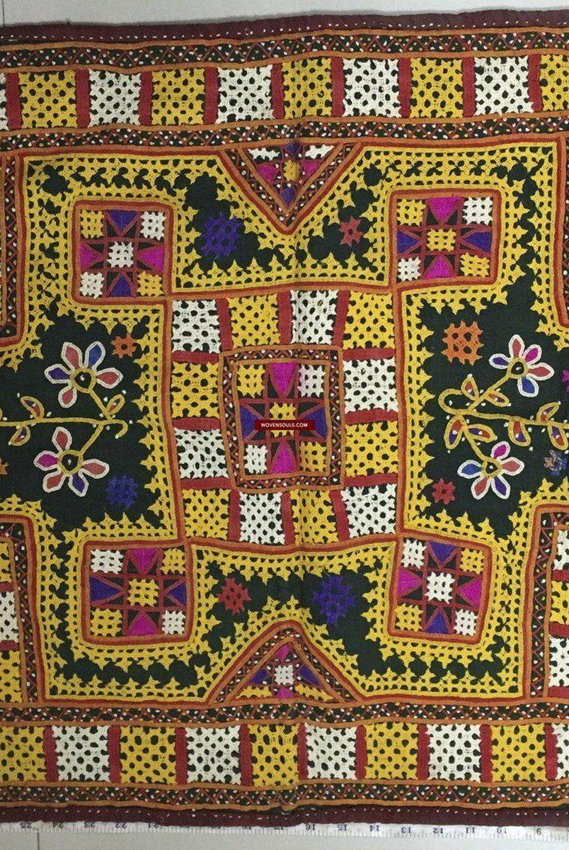 1019 Vintage Textile Cradle Cloth - Masterpiece Embroidery Textile Art from Gujarat-WOVENSOULS-Antique-Vintage-Textiles-Art-Decor
