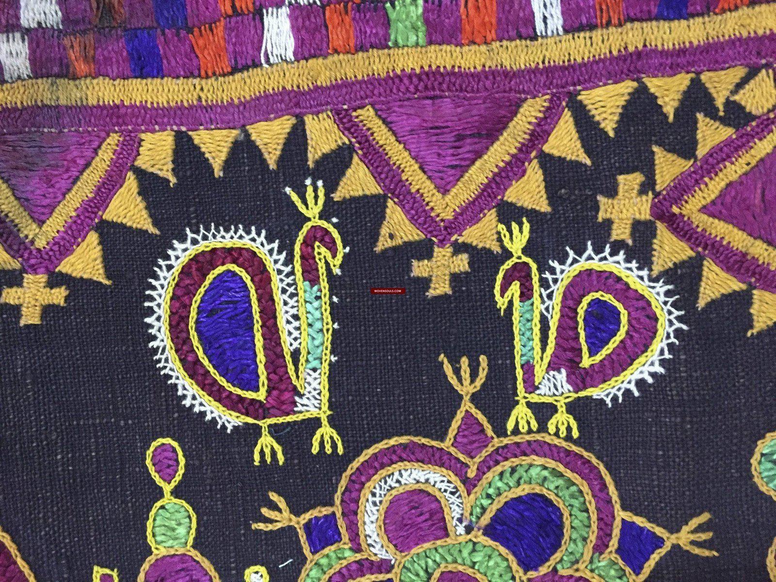 1020 Vintage Ghodiyu Cradle Cloth Hammock with Green Backing-WOVENSOULS-Antique-Vintage-Textiles-Art-Decor