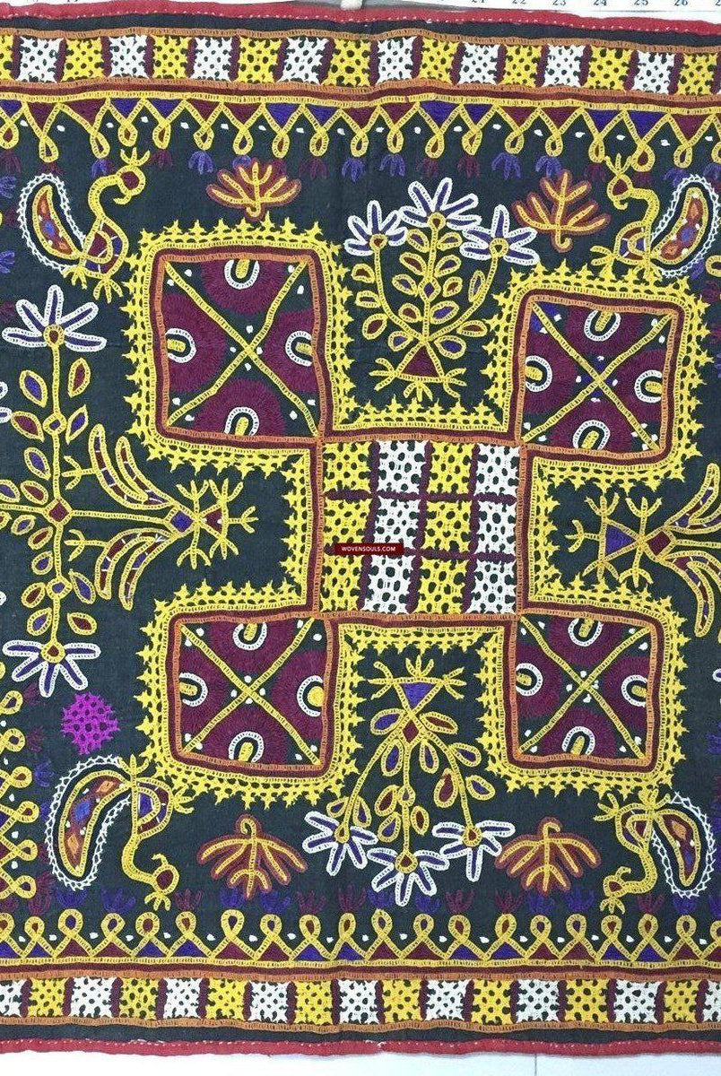 1023 SOLD Vintage Ghodiyu Cradle Cloth Hammock Textile Art - Gujarat-WOVENSOULS-Antique-Vintage-Textiles-Art-Decor