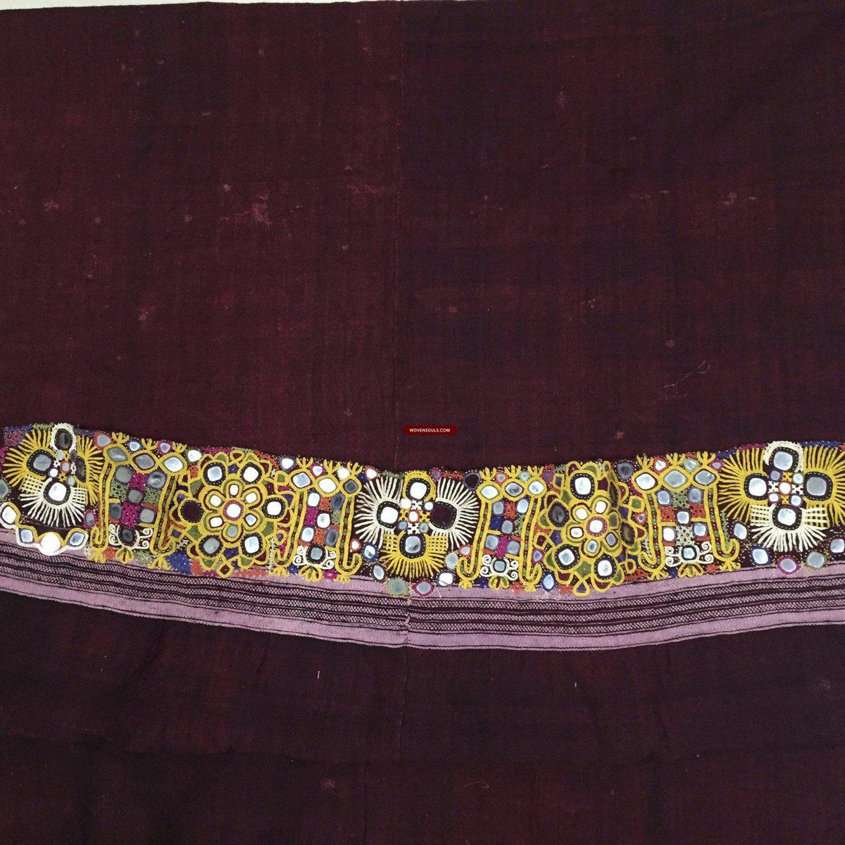 1025 Vintage Indian Maroon Dhabli Wool Shawl - Kutch-WOVENSOULS-Antique-Vintage-Textiles-Art-Decor