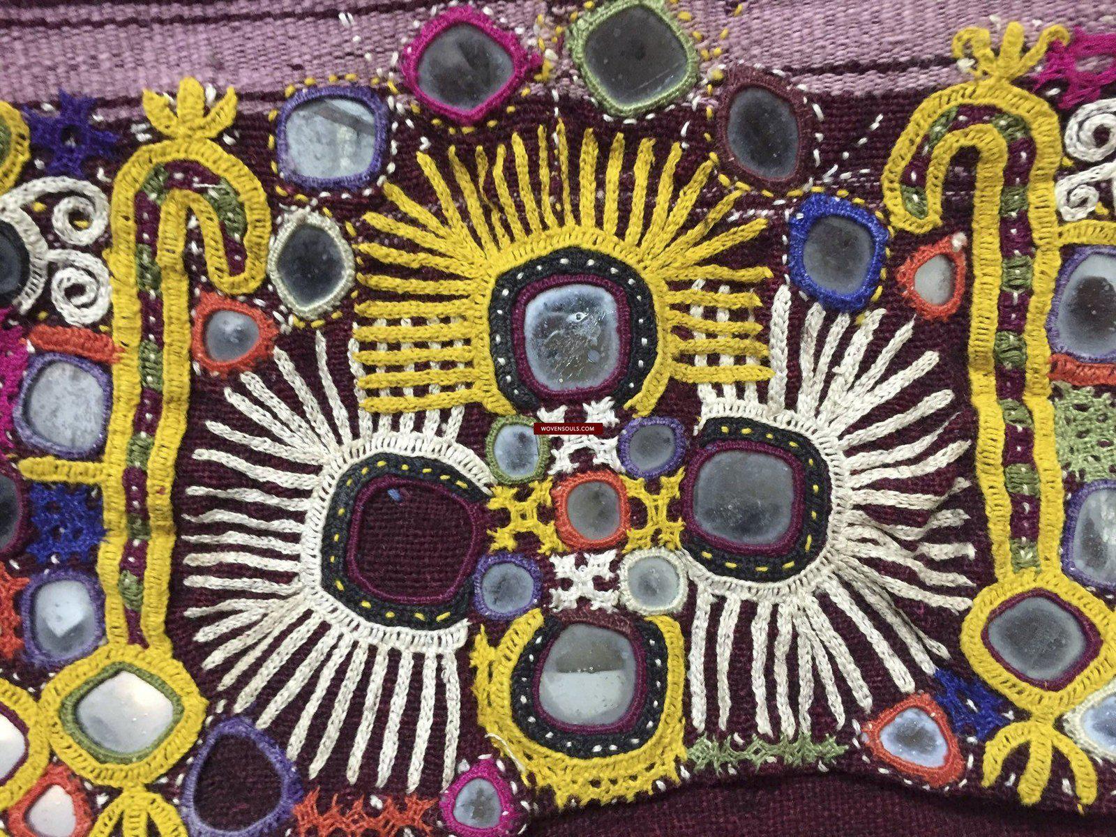 1025 Vintage Indian Maroon Dhabli Wool Shawl - Kutch-WOVENSOULS-Antique-Vintage-Textiles-Art-Decor