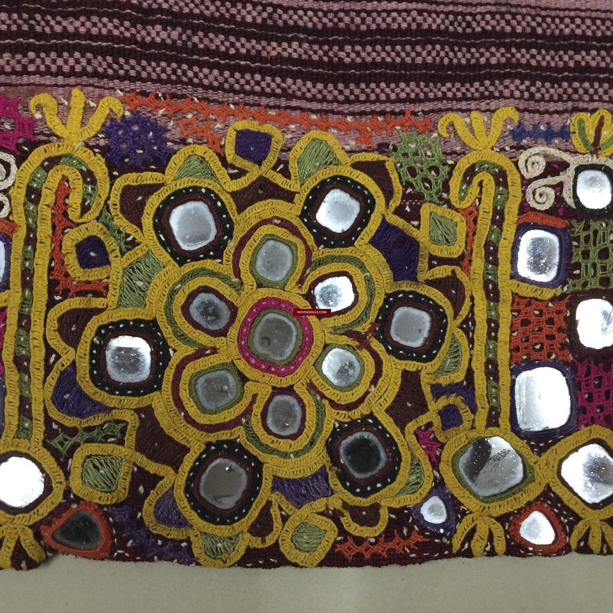 1025 Vintage Indian Maroon Dhabli Wool Shawl - Kutch-WOVENSOULS-Antique-Vintage-Textiles-Art-Decor