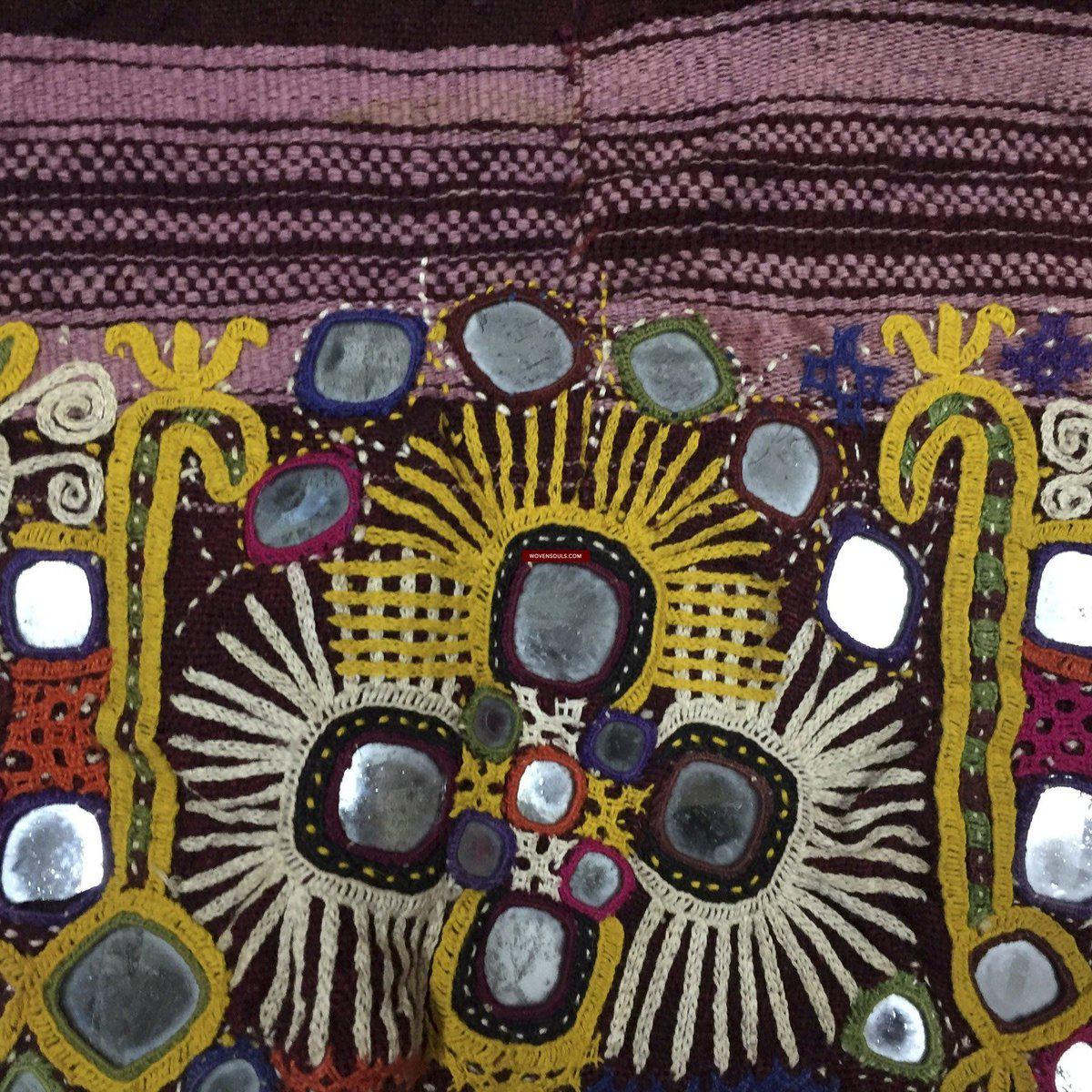 1025 Vintage Indian Maroon Dhabli Wool Shawl - Kutch-WOVENSOULS-Antique-Vintage-Textiles-Art-Decor