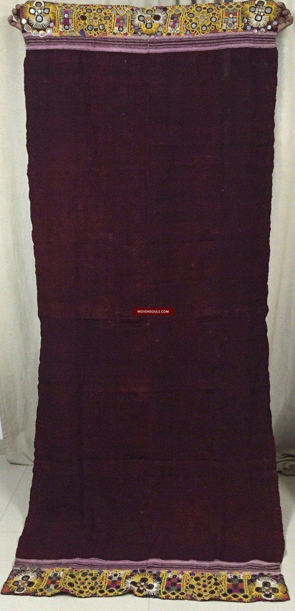 1025 Vintage Indian Maroon Dhabli Wool Shawl - Kutch-WOVENSOULS-Antique-Vintage-Textiles-Art-Decor