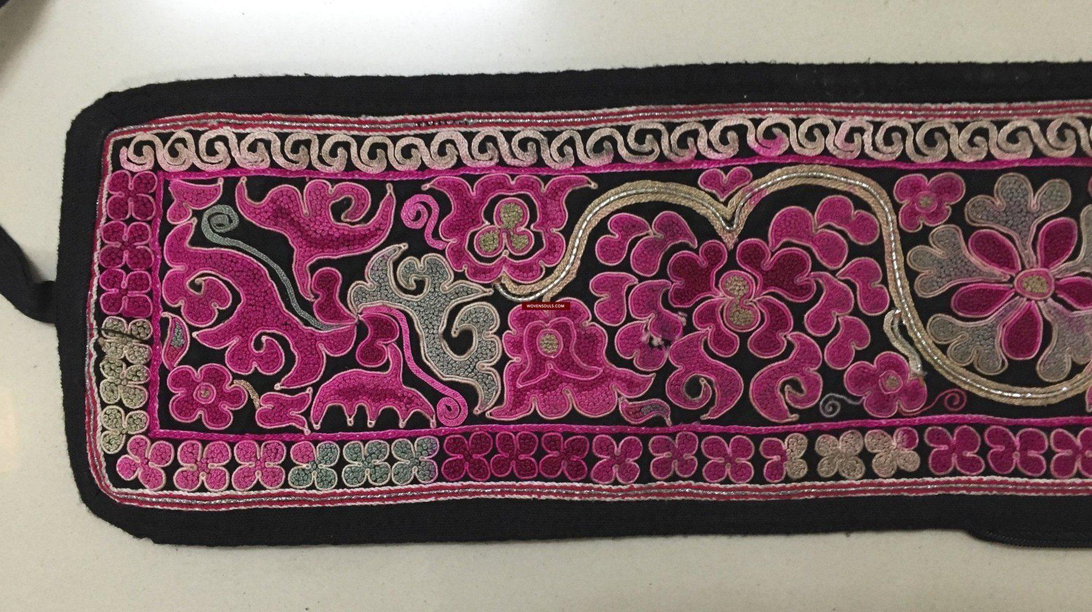 1026 Old Chinese Ethnic Minority Embroidery Belt-WOVENSOULS-Antique-Vintage-Textiles-Art-Decor