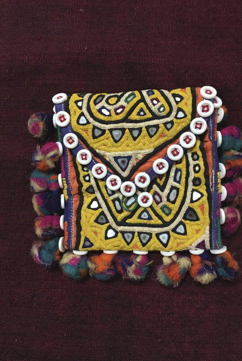 1028 Vintage Rabari Embroidered Purse Wallet Bag-WOVENSOULS-Antique-Vintage-Textiles-Art-Decor