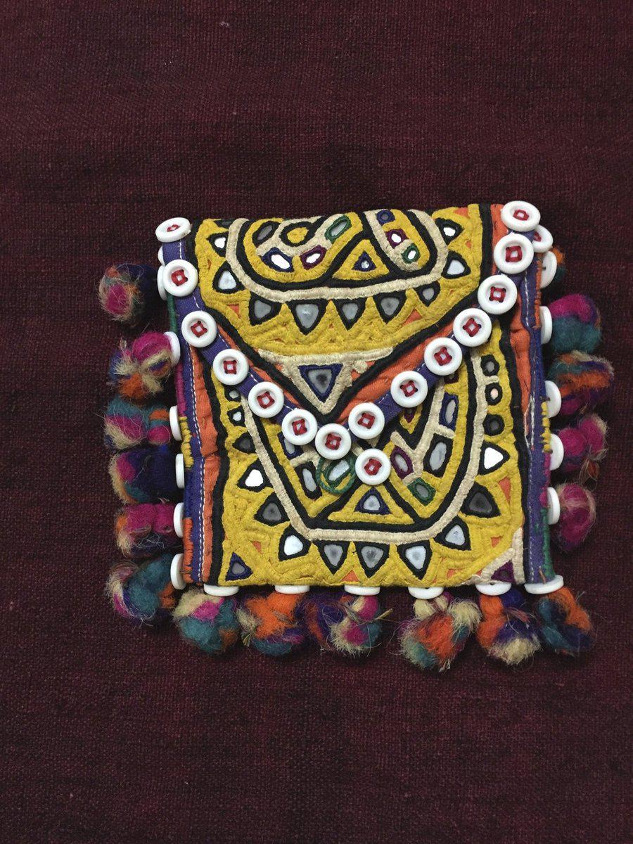1028 Vintage Rabari Embroidered Purse Wallet Bag-WOVENSOULS-Antique-Vintage-Textiles-Art-Decor