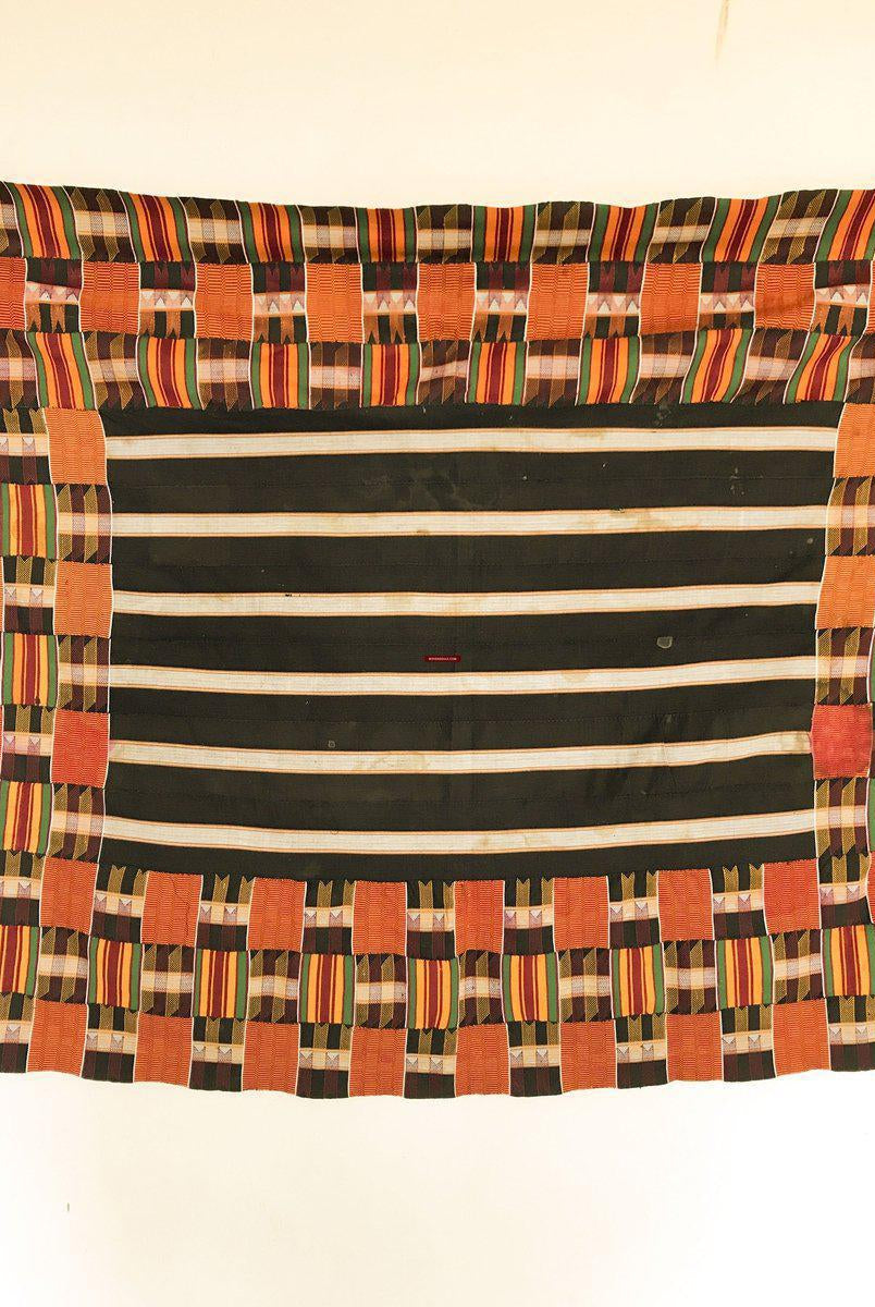 1034 Fabulous Old Kente Cloth - African Textile Art-WOVENSOULS-Antique-Vintage-Textiles-Art-Decor