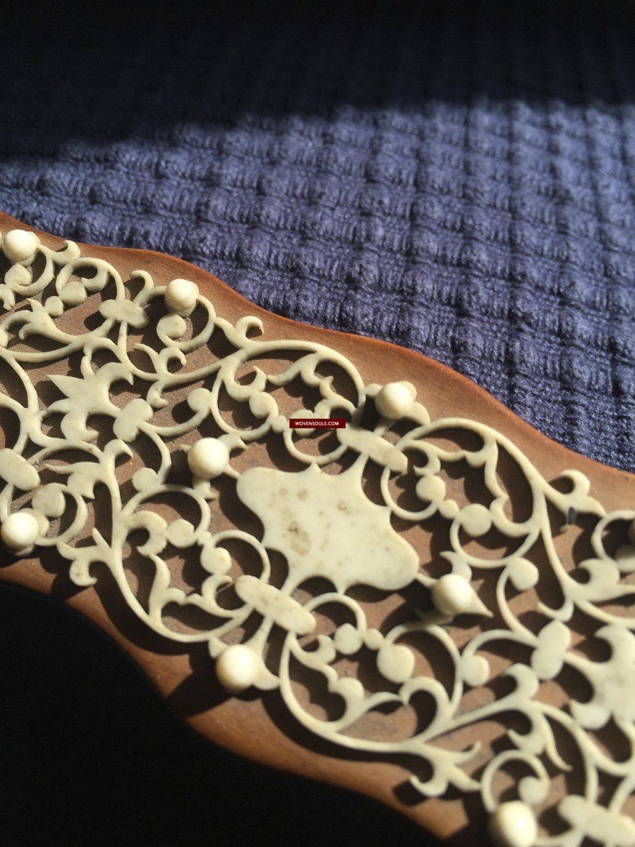 1036 Old Decorated Sandal Wood Page Turner Paper Cutter-WOVENSOULS-Antique-Vintage-Textiles-Art-Decor