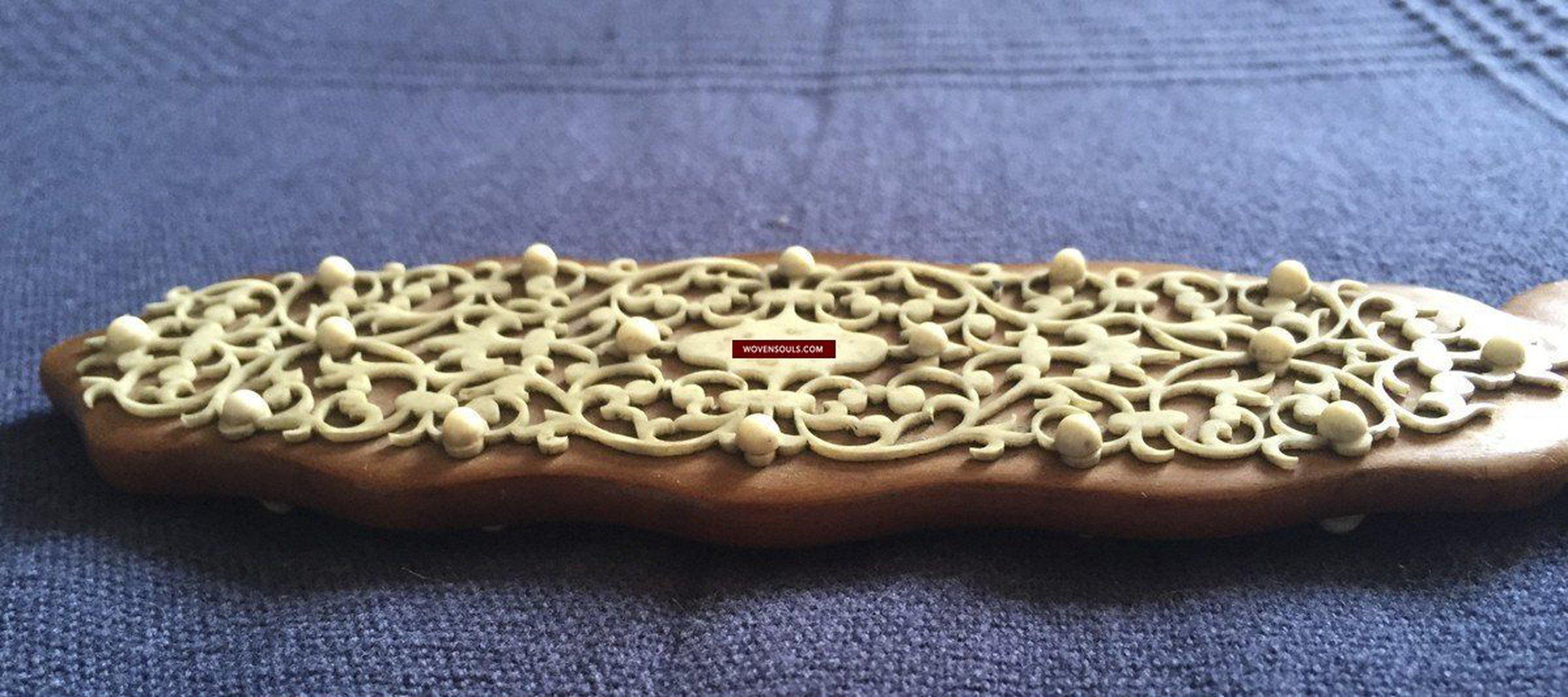 1036 Old Decorated Sandal Wood Page Turner Paper Cutter-WOVENSOULS-Antique-Vintage-Textiles-Art-Decor