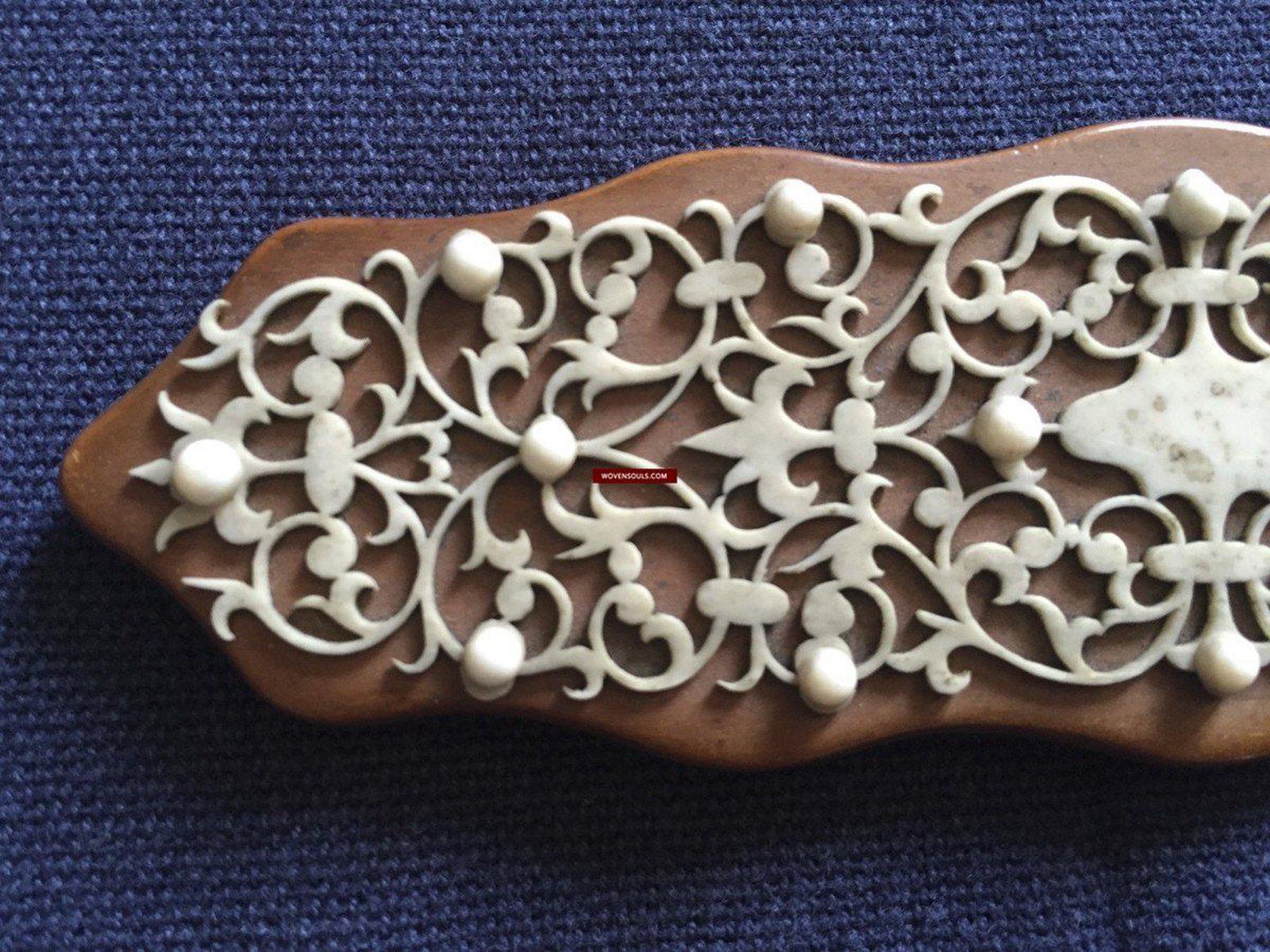 1036 Old Decorated Sandal Wood Page Turner Paper Cutter-WOVENSOULS-Antique-Vintage-Textiles-Art-Decor