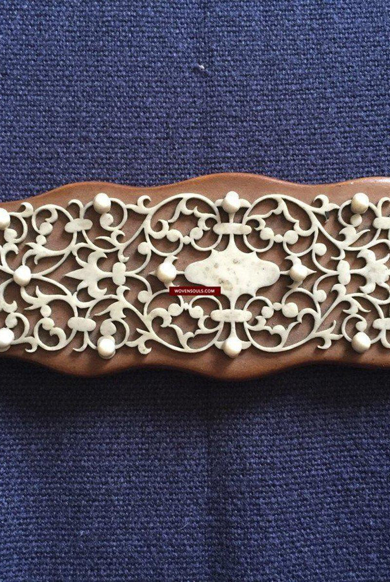 1036 Old Decorated Sandal Wood Page Turner Paper Cutter-WOVENSOULS-Antique-Vintage-Textiles-Art-Decor