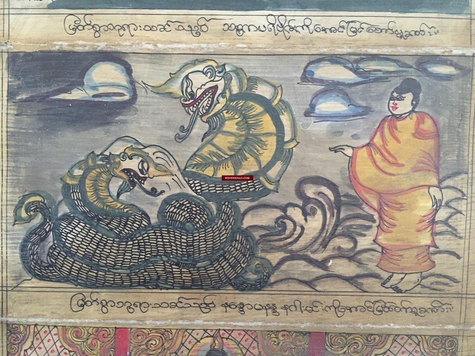 1037 SOLD Vintage Myanmar Buddhist Folk Manuscript with Paintings-WOVENSOULS-Antique-Vintage-Textiles-Art-Decor