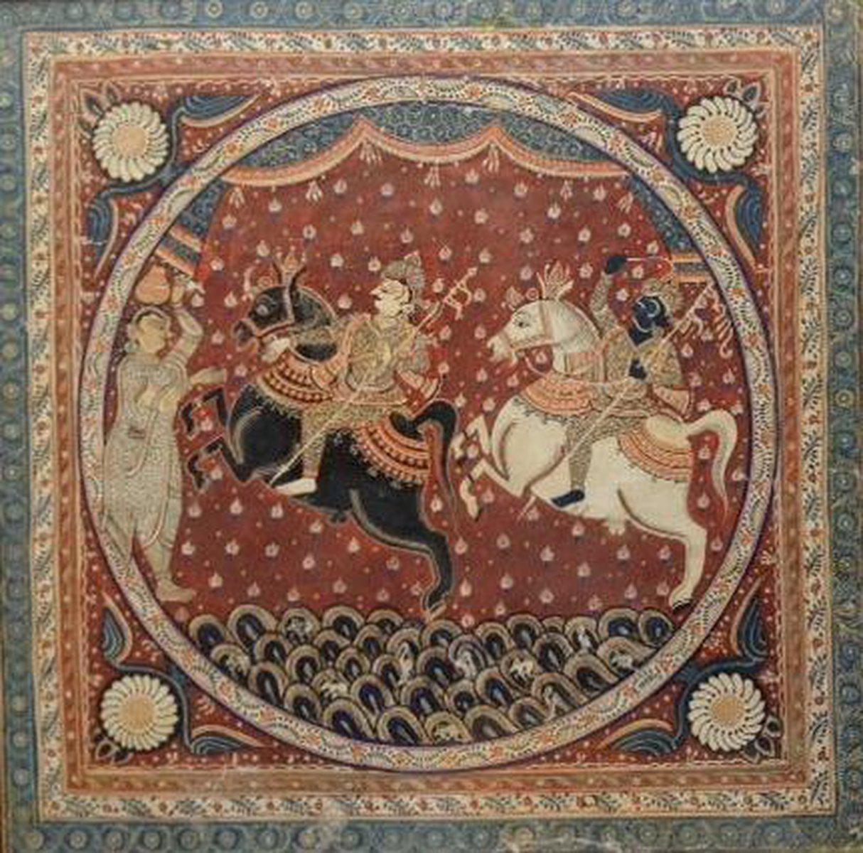 1038 Old Puri Patta Jatri Patti - Indian Art Painting - Rare Subject-WOVENSOULS-Antique-Vintage-Textiles-Art-Decor