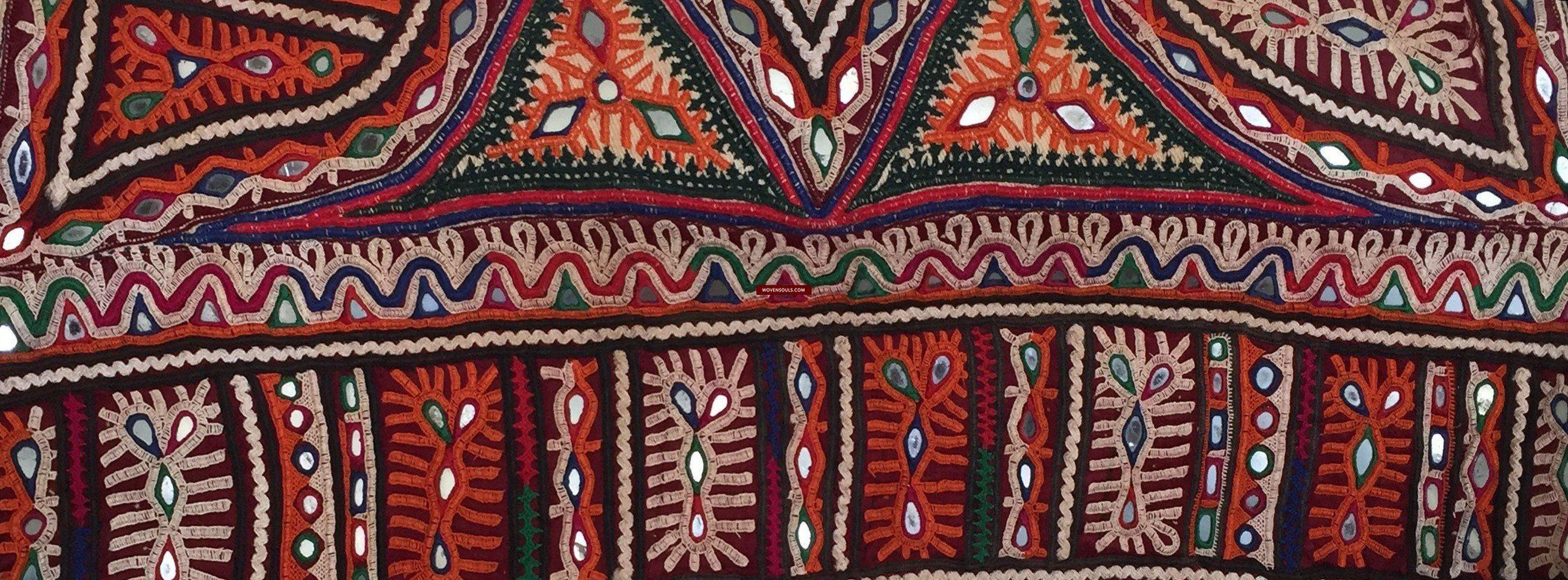 1039 Section of a Groom's Kediyu - Vintage Rabari Textile Embroidery-WOVENSOULS-Antique-Vintage-Textiles-Art-Decor