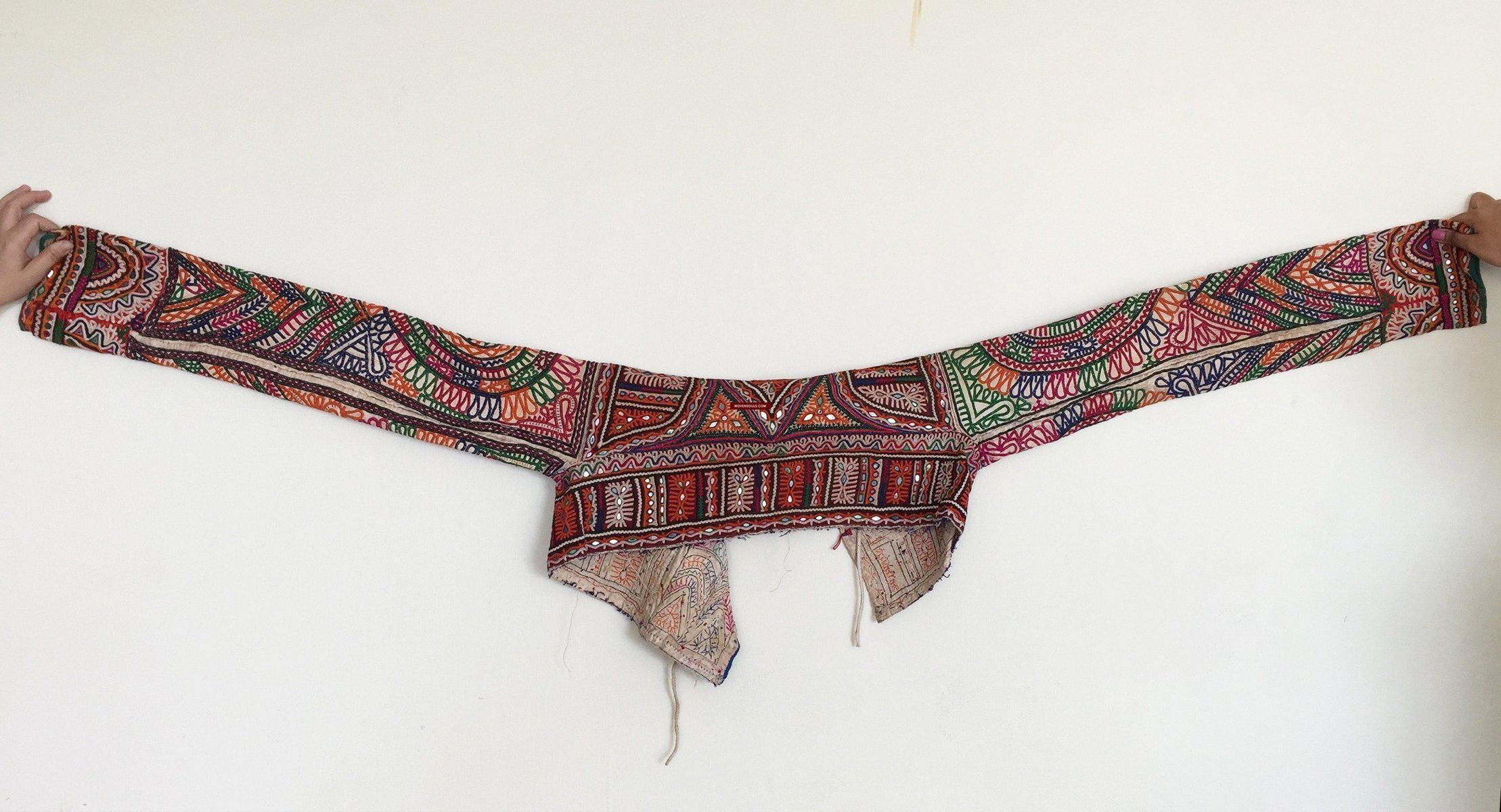 1039 Section of a Groom's Kediyu - Vintage Rabari Textile Embroidery-WOVENSOULS-Antique-Vintage-Textiles-Art-Decor