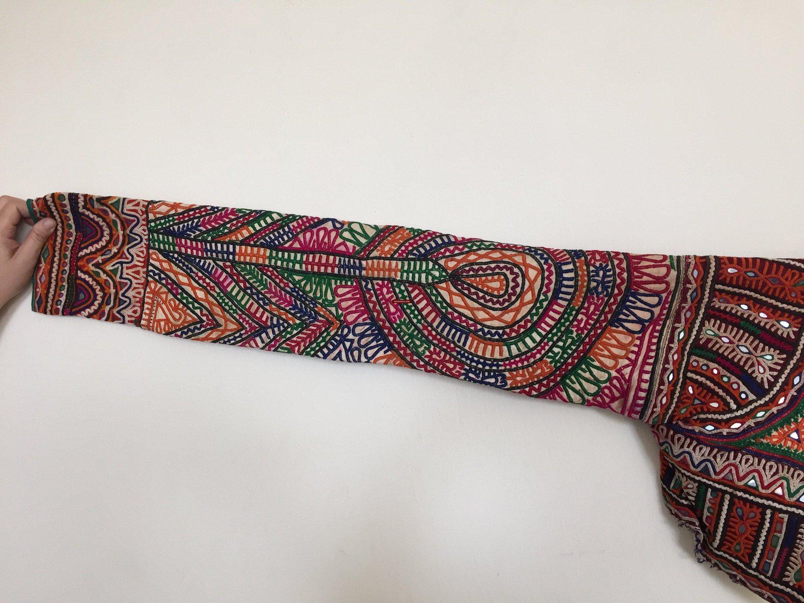 1039 Section of a Groom's Kediyu - Vintage Rabari Textile Embroidery-WOVENSOULS-Antique-Vintage-Textiles-Art-Decor