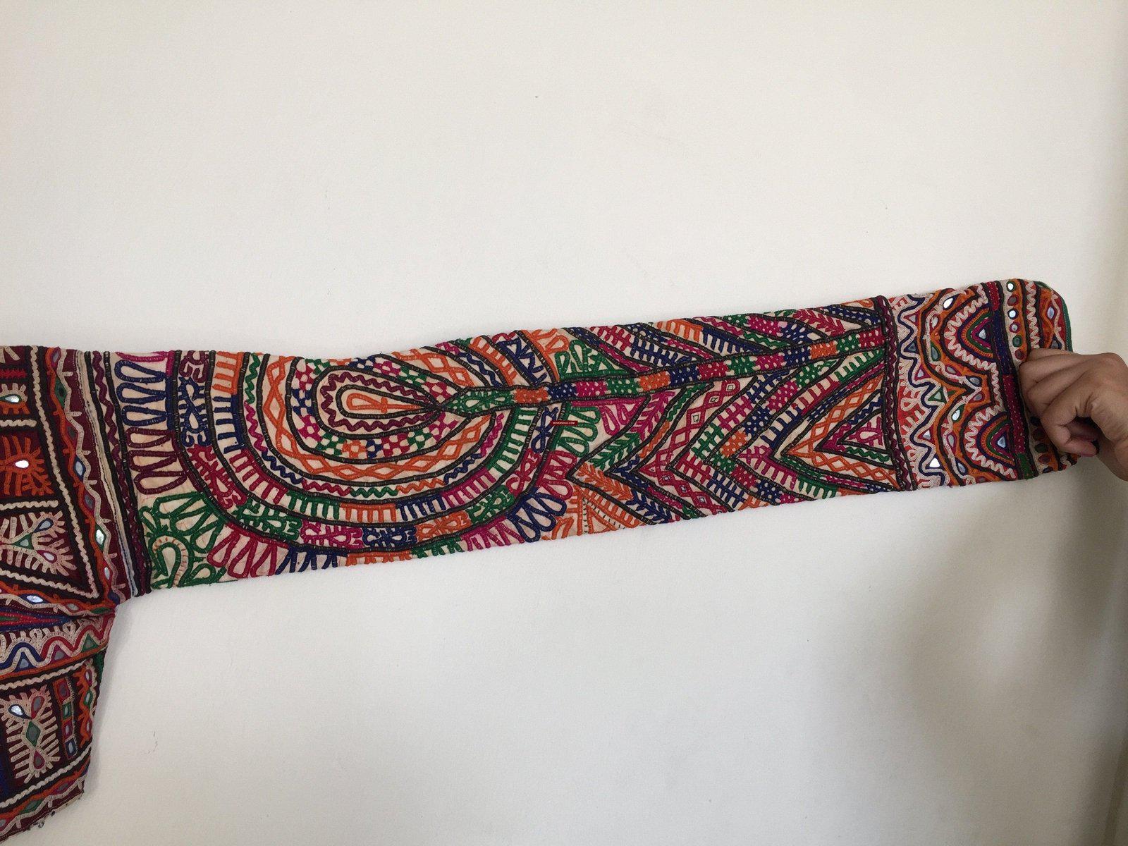 1039 Section of a Groom's Kediyu - Vintage Rabari Textile Embroidery-WOVENSOULS-Antique-Vintage-Textiles-Art-Decor