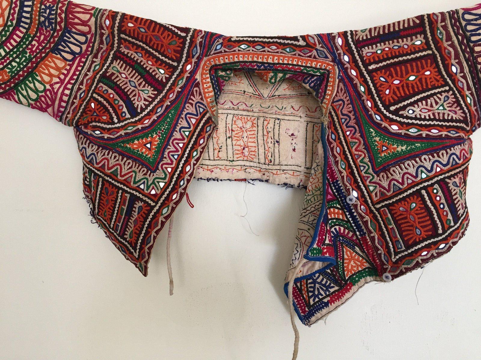 1039 Section of a Groom's Kediyu - Vintage Rabari Textile Embroidery-WOVENSOULS-Antique-Vintage-Textiles-Art-Decor