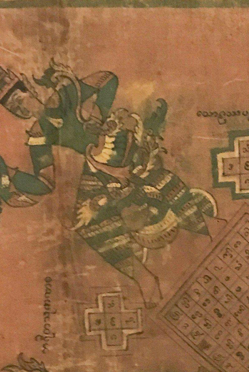 1042 Antique Myanmar Mandala Astrological Calendar Painting-WOVENSOULS-Antique-Vintage-Textiles-Art-Decor