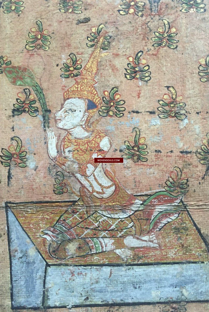 1045 Illuminated Buddhist Thai Manuscript Phra Malai with Paintings - 1800s-WOVENSOULS-Antique-Vintage-Textiles-Art-Decor