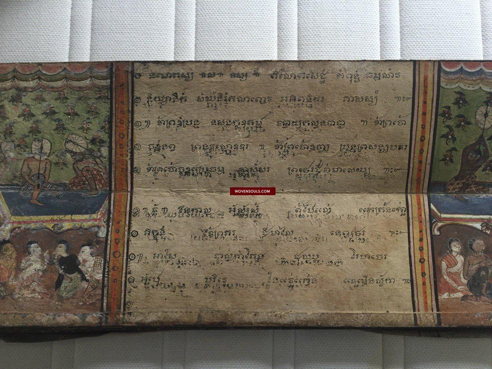 1045 Illuminated Buddhist Thai Manuscript Phra Malai with Paintings - 1800s-WOVENSOULS-Antique-Vintage-Textiles-Art-Decor