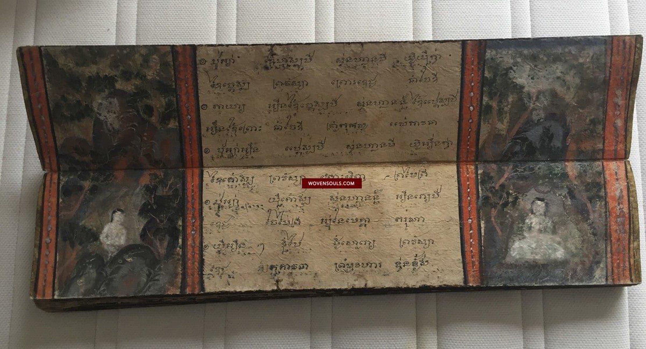 1045 Illuminated Buddhist Thai Manuscript Phra Malai with Paintings - 1800s-WOVENSOULS-Antique-Vintage-Textiles-Art-Decor