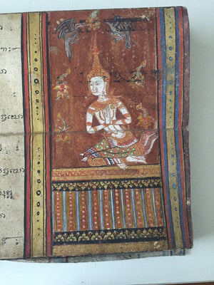1045 Illuminated Buddhist Thai Manuscript Phra Malai with Paintings - 1800s-WOVENSOULS-Antique-Vintage-Textiles-Art-Decor