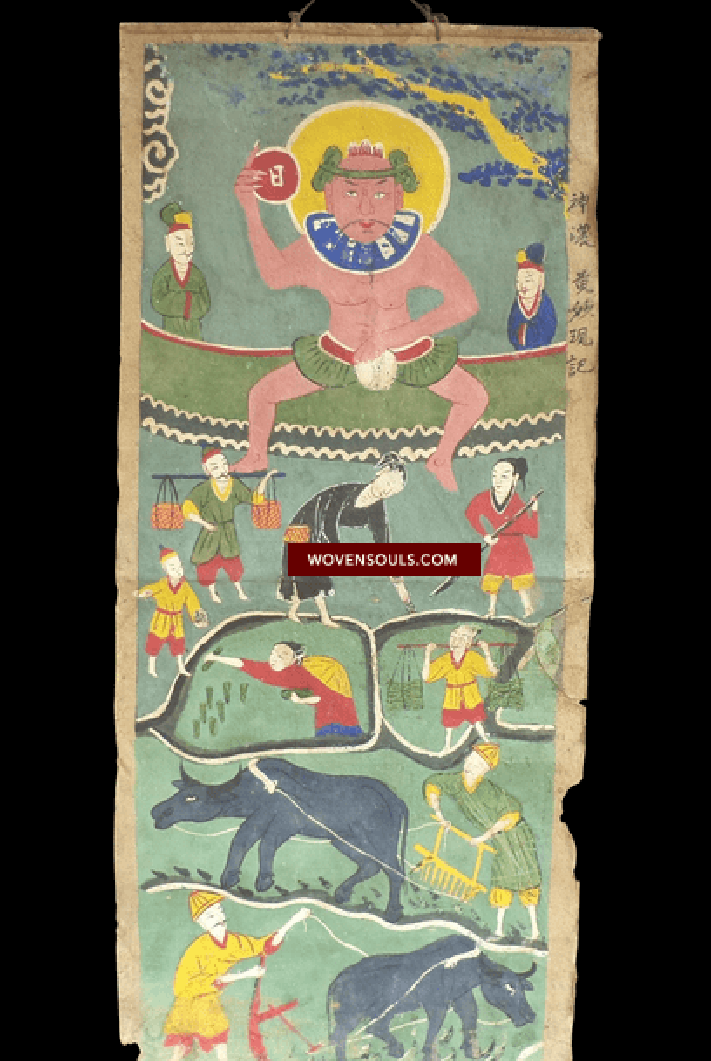 1048 Rare Ceremonial Yao Painting Scroll-WOVENSOULS-Antique-Vintage-Textiles-Art-Decor