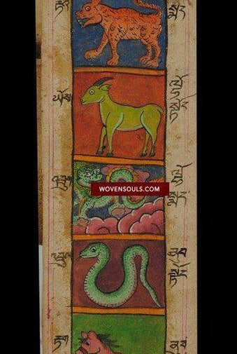 1051 Antique Tibetan Astrological Manuscript Scroll-WOVENSOULS-Antique-Vintage-Textiles-Art-Decor