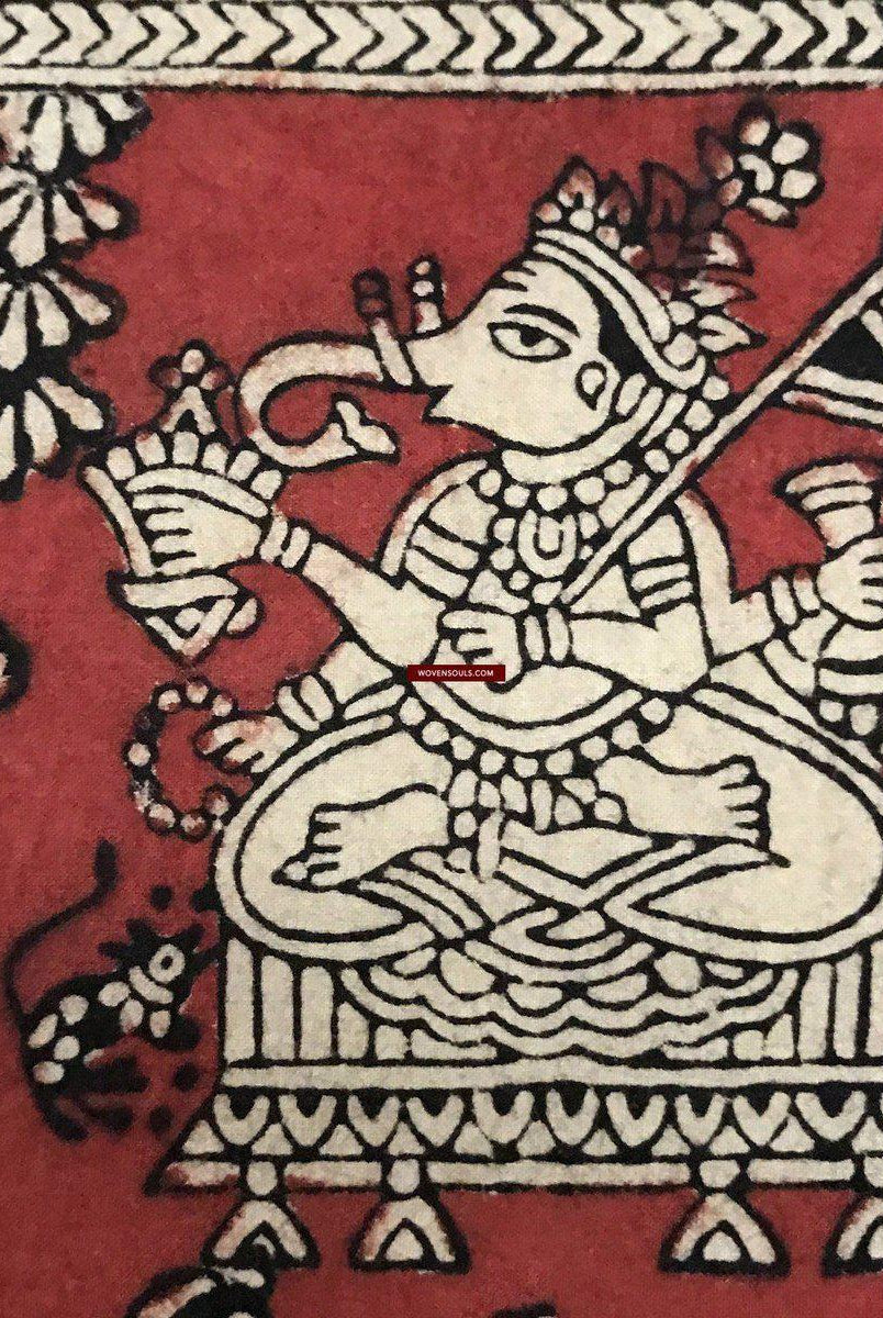 1055 Rosso Mata Ni Pachedi Kalamkari Pittura-WOVENSOULS-Arredamento artistico-tessile-vintage-antico