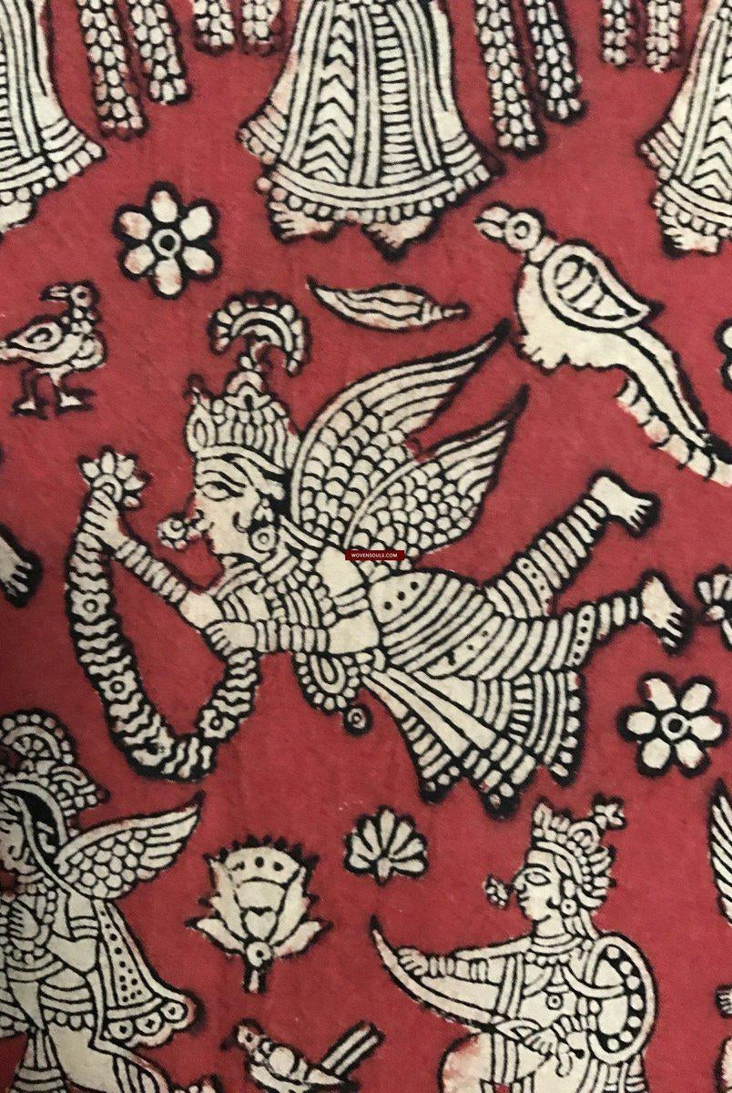 1055 Rosso Mata Ni Pachedi Kalamkari Pittura-WOVENSOULS-Arredamento artistico-tessile-vintage-antico